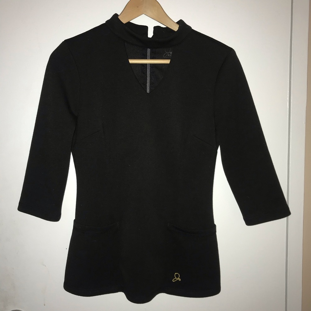 Jaanuu Ponte Collection Mock Neck Scrub Top